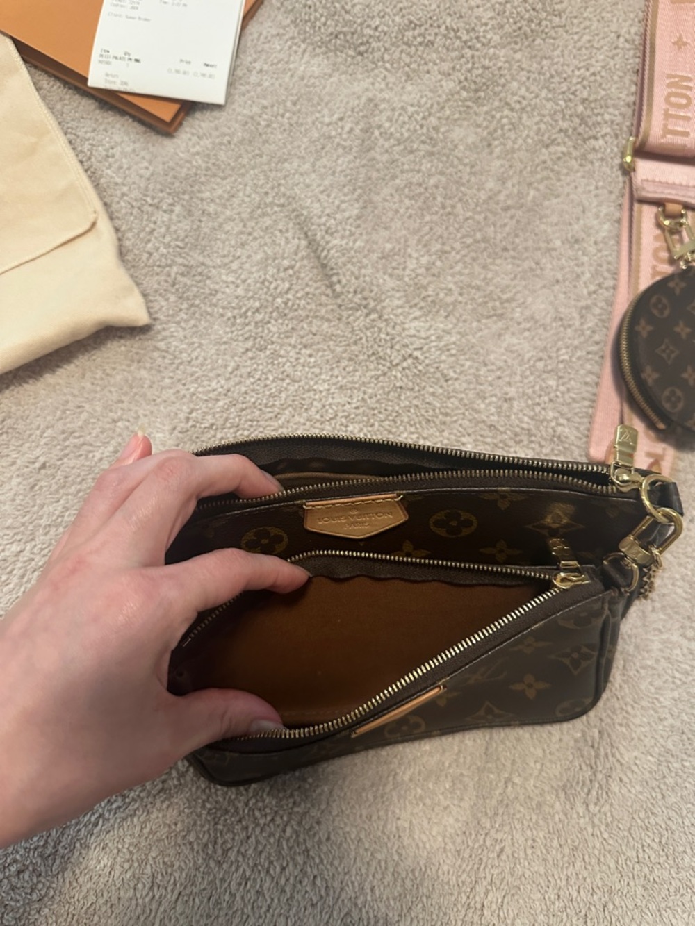 Louis Vuitton Monogram Multi Pochette with Pink Strap and Coin Pouch - Picture 13 of 13